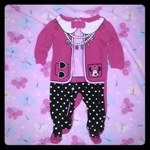 0-3 mth Disney Minnie Mouse footed sleeper